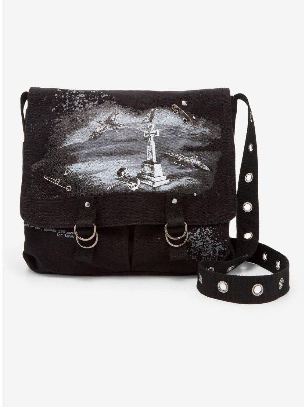 Raven Graveyard Grommet Messenger Bag